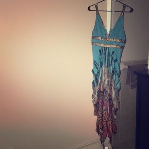 Blue butterfly Bebe maxi dress XS