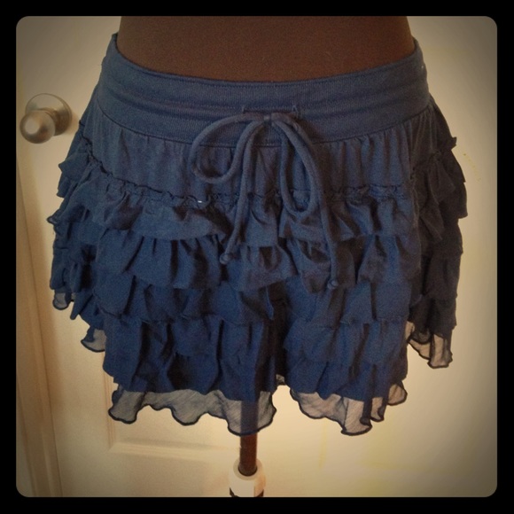 Navy Blue Ruffled Skirt