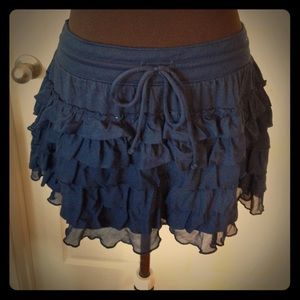 Navy Blue Ruffled Skirt
