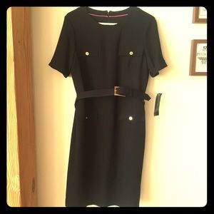 Black shift dress with belt