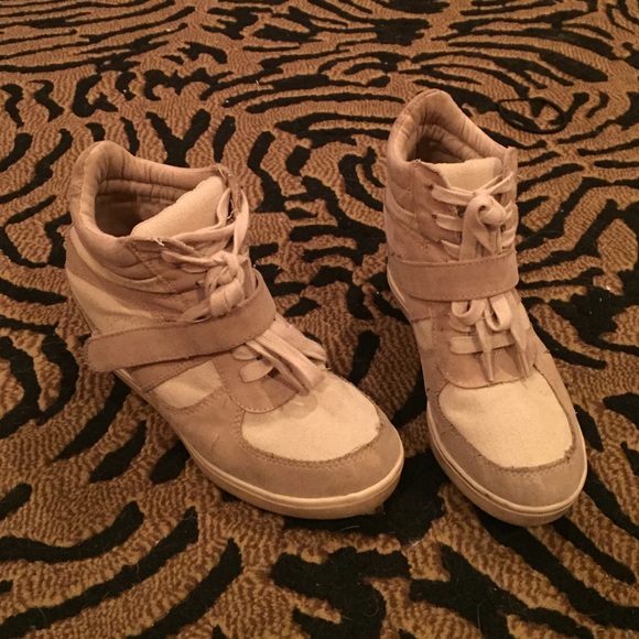 Nude Colored Sneaker Wedges