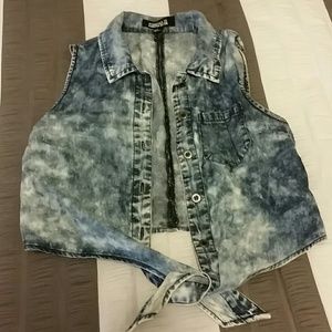 Denim crop tank