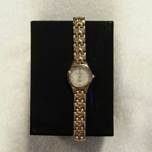 Liz Claiborne pearl faced two-toned watch