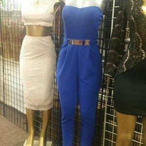 Gorgeous ROYAL BLUE JUMPSUIT! with belt! L