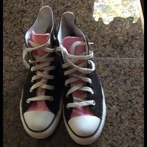 Black/Pink Hightop Converse