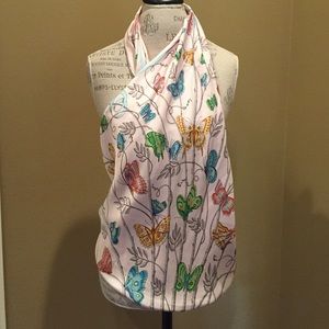 Silk butterfly print halter