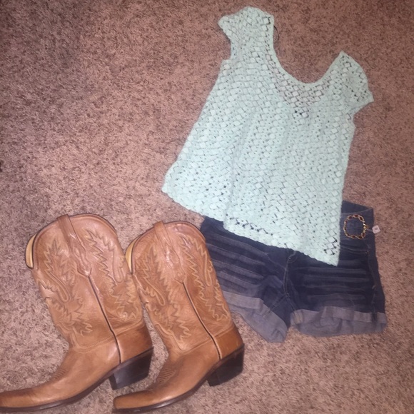 Mint green crochet top