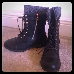 Forever 21 black and gold combat boots