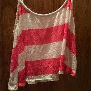 Pink and White Cropped Tank