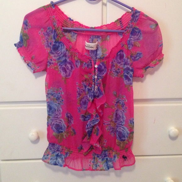 Hot pink floral blouse