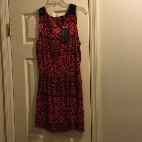 Material Girl Dresses & Skirts - Patterned Pink & Black Material Girl Mini Dress