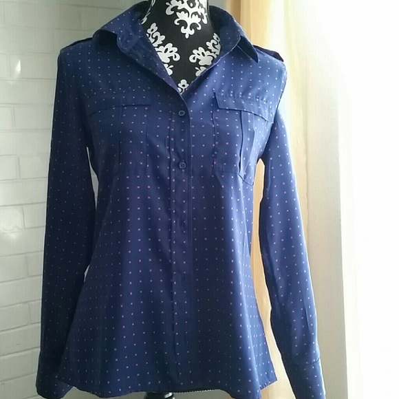 Price Drop!!!!Red and Navy Banana Republic Blouse - Picture 4 of 4