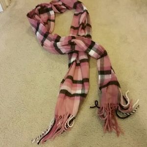 Pink plaid cashmere scarf