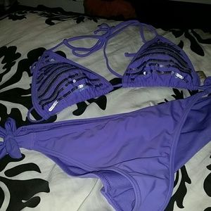 purple bathing suit set