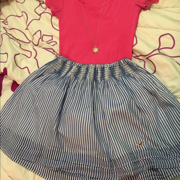 Blue and White Hollister Striped Skirt