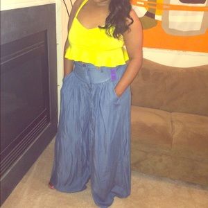 Women's Wide-Leg, High Waisted Denim Pants