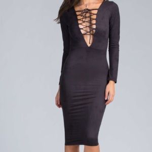 Black Lace Up Dress
