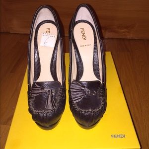 Authentic Fendi Brown Leather Tassel Platforms