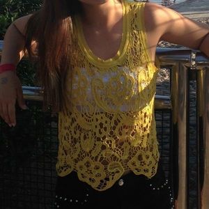 Yellow lacy top