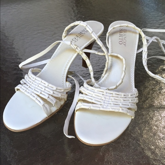 Franco Sarto white leather strappy sandals