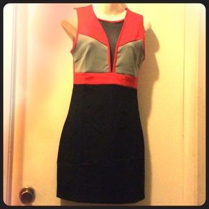 Mesh V neck mini dress