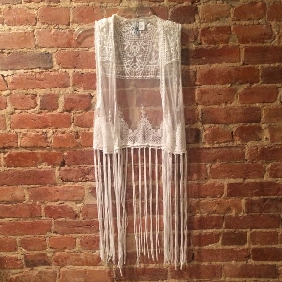 Jac Vanek Tops - Fringe lace vest