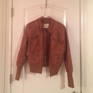 Chestnut Brown, Faux Leather Jacket