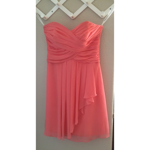 David's Bridal Coral Bridesmaids Dress Size 6