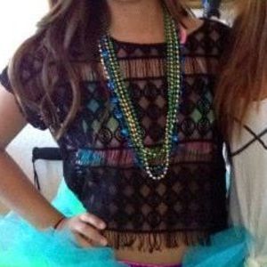 Black lacy bohemian festival top