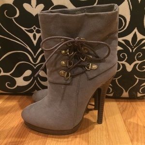 Grey booties with cute lace design