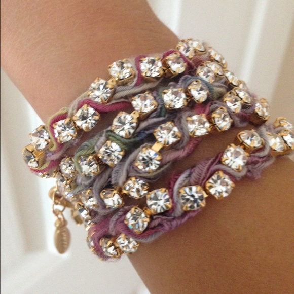 twist cloth and rhinestone bracelet