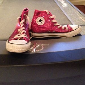 Pink sequence high top converse