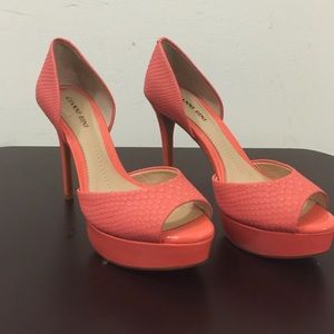 Peep toe platform heels