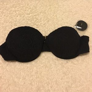 black lace strapless bathing suit top