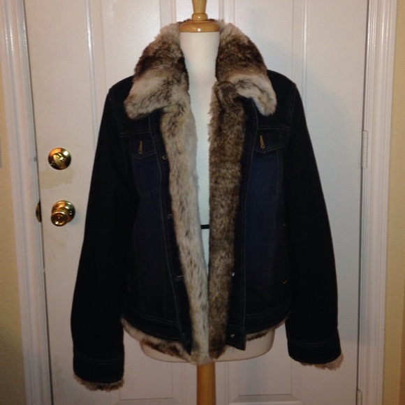 Like new Marvin Richards Denim faux fur jacket