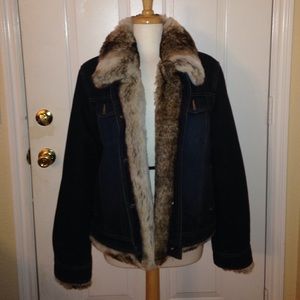 Like new Marvin Richards Denim faux fur jacket