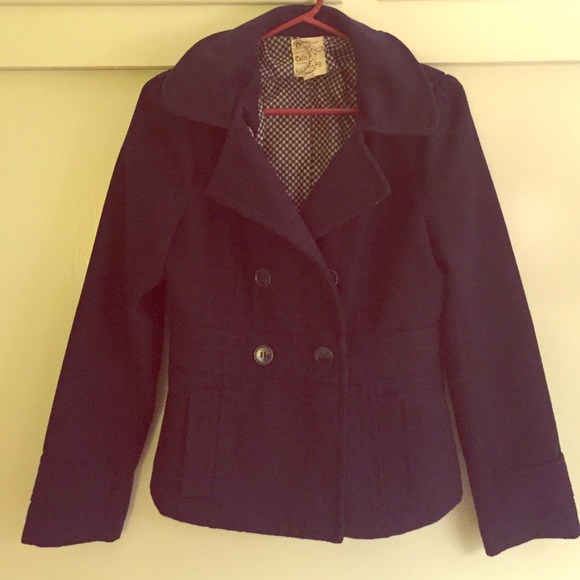 Navy blue jacket with hoodie