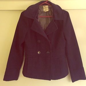 Navy blue jacket with hoodie