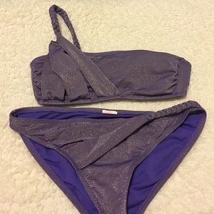 purple sparkly bikini set