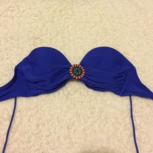 blue strapless bikini top