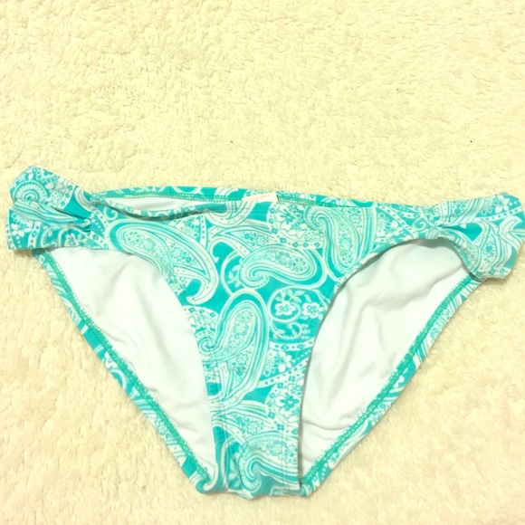 blue and white paisley bikini bottoms