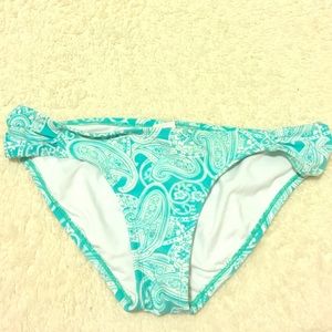 blue and white paisley bikini bottoms