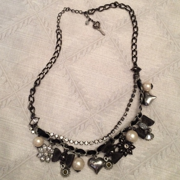 Betsy Johnson Black & Pewter Necklace
