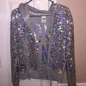 SEQUINED VS PINK ZIP UP