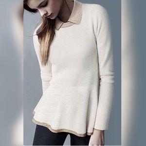 Peplum sweater with collar