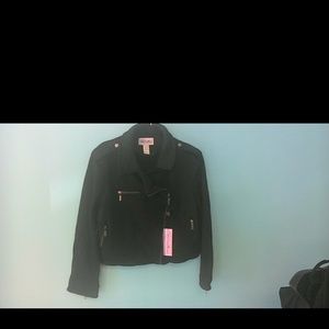 Black knit moto jacket 2x