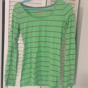Green and Gray Stripes Long Sleeve