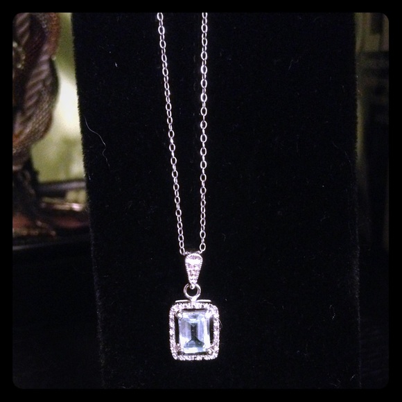 Emerald-cut Topaz Diamond Necklace