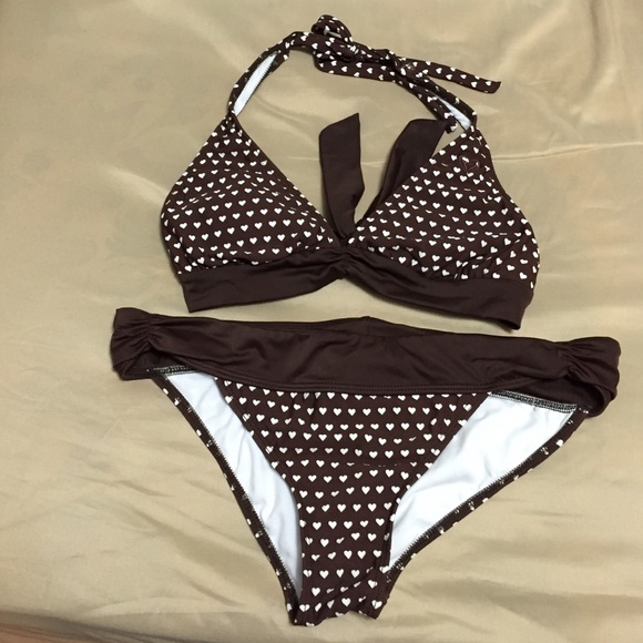🌟BOGO50%OFF🌟 Brown and White Hearts Swimsuit