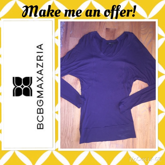 💜BCBG MAX AZRIA LONG SLEEVE PURPLE TOP - Picture 1 of 4